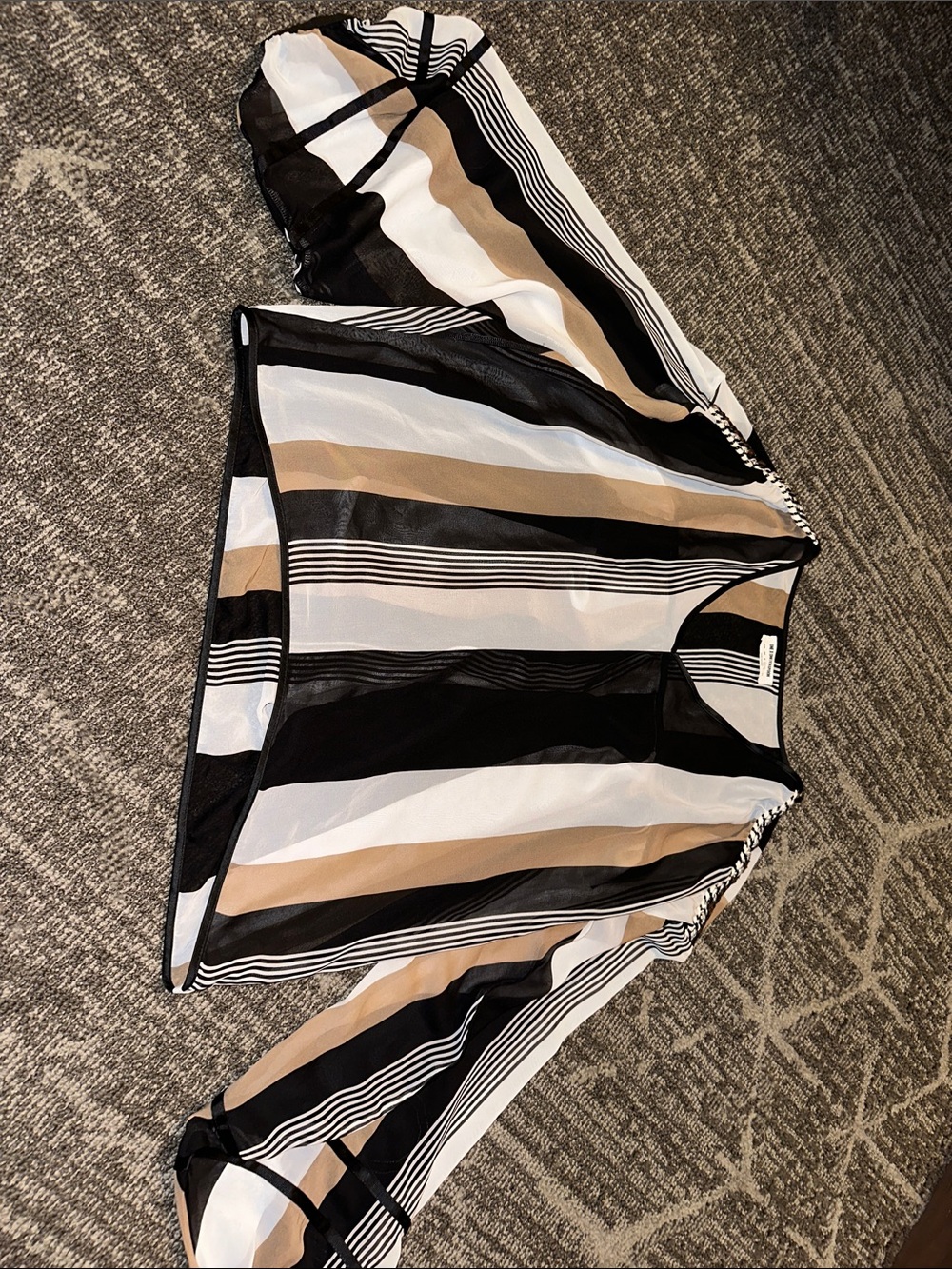 One Teaspoon Black, White & Tan Striped Sheer Blouse